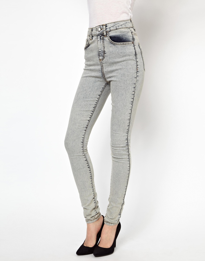 acid wash high waisted skinny jeans