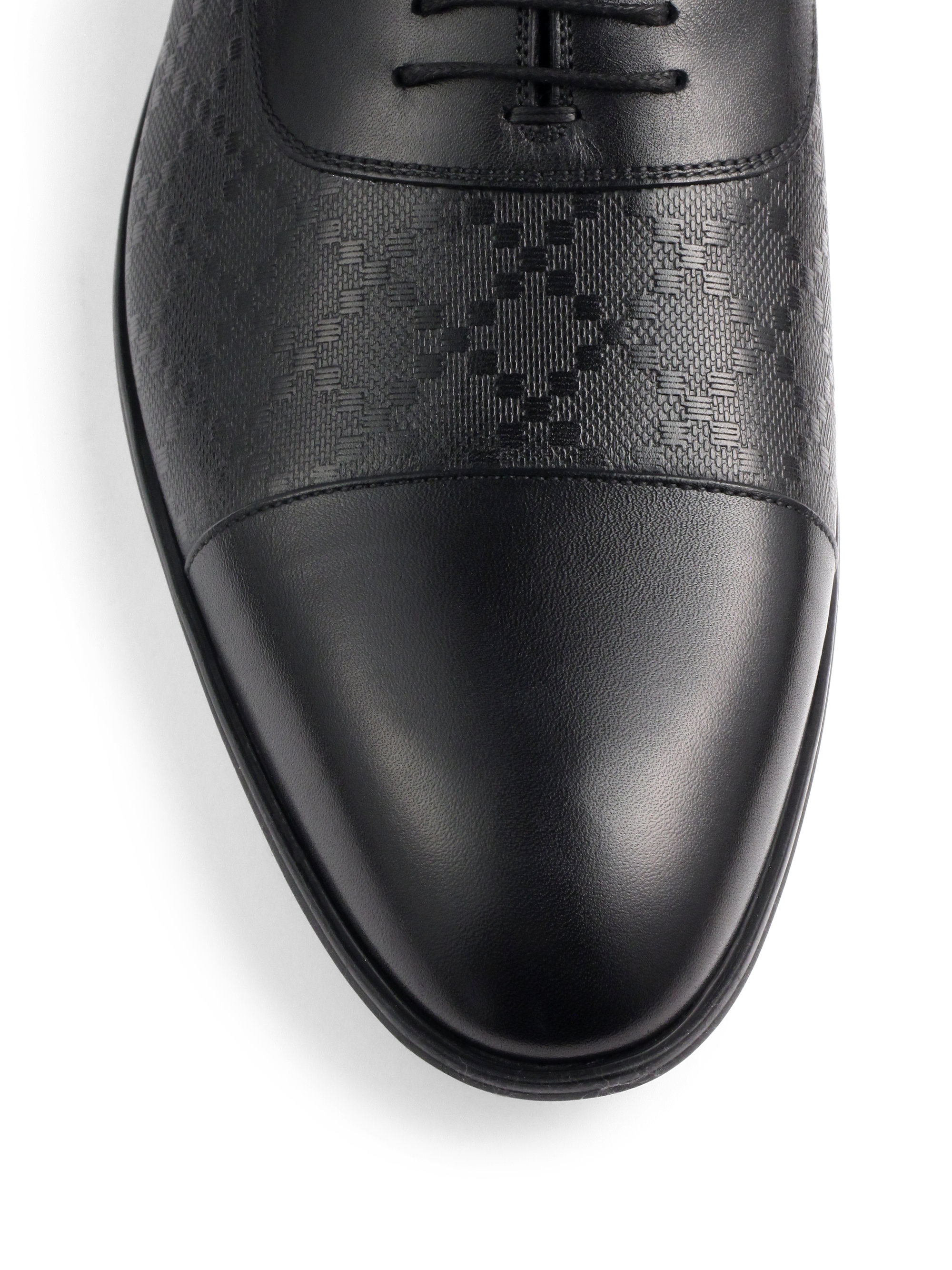 Gucci Diamante Leather Lace-up Shoes in Black for Men | Lyst