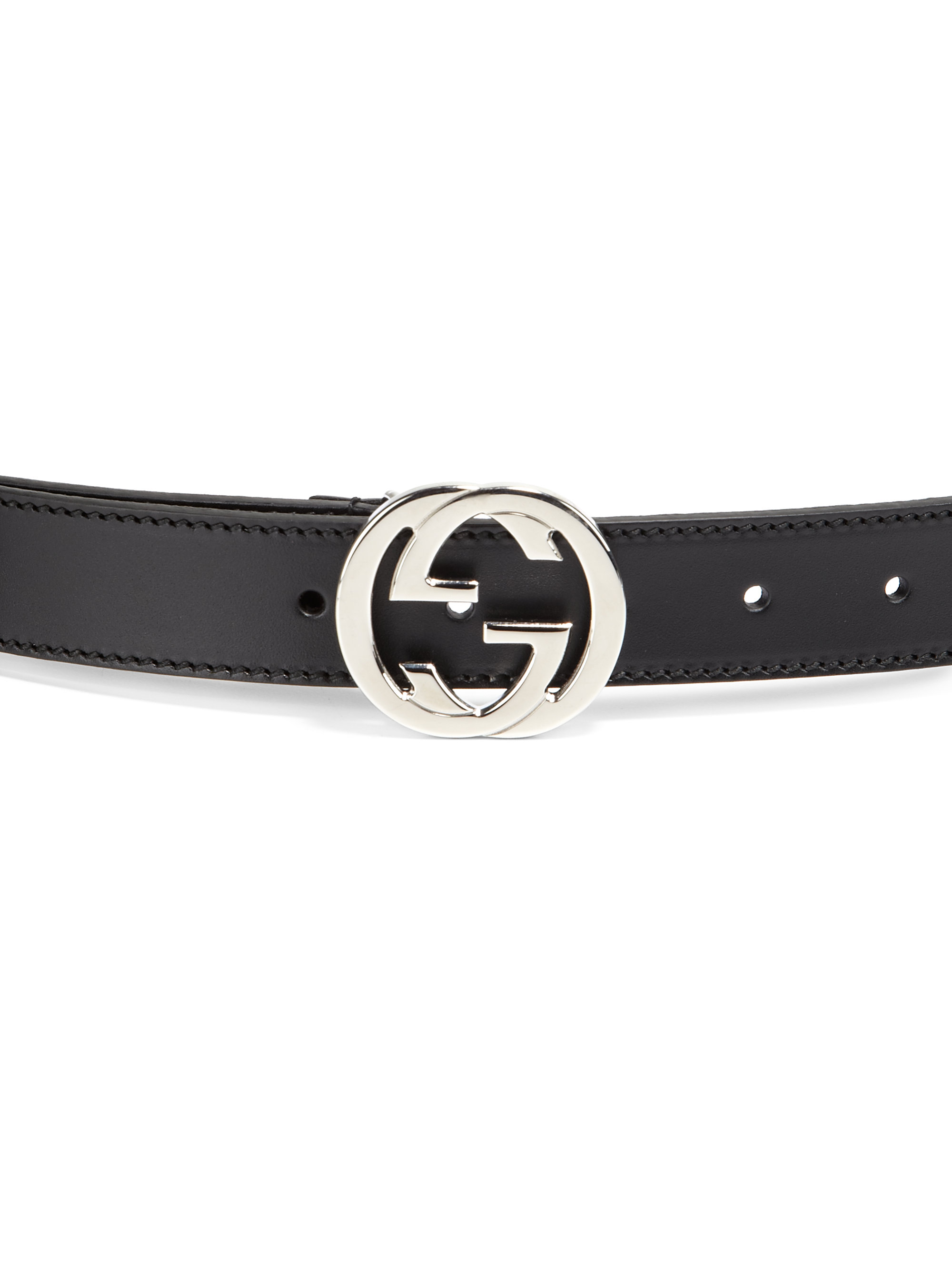 Gucci Interlocking G Leather Belt in Black - Lyst