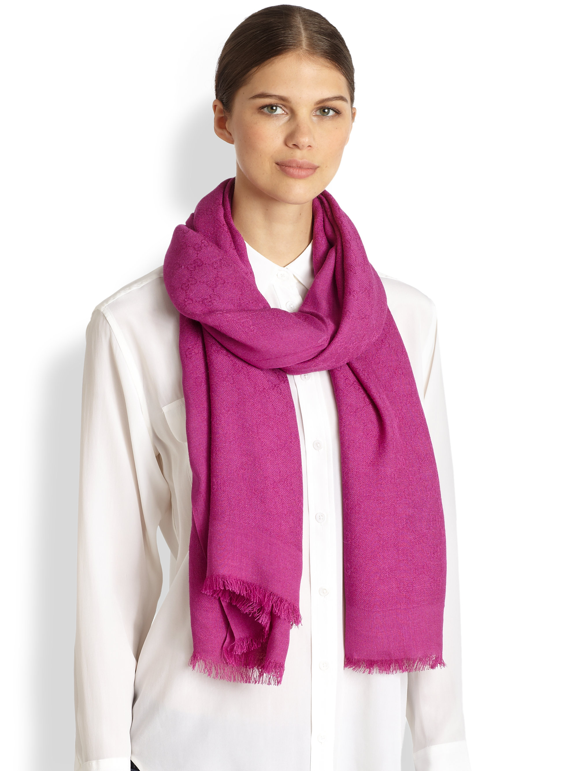 Gucci Nahar Cashmere Scarf in Purple | Lyst