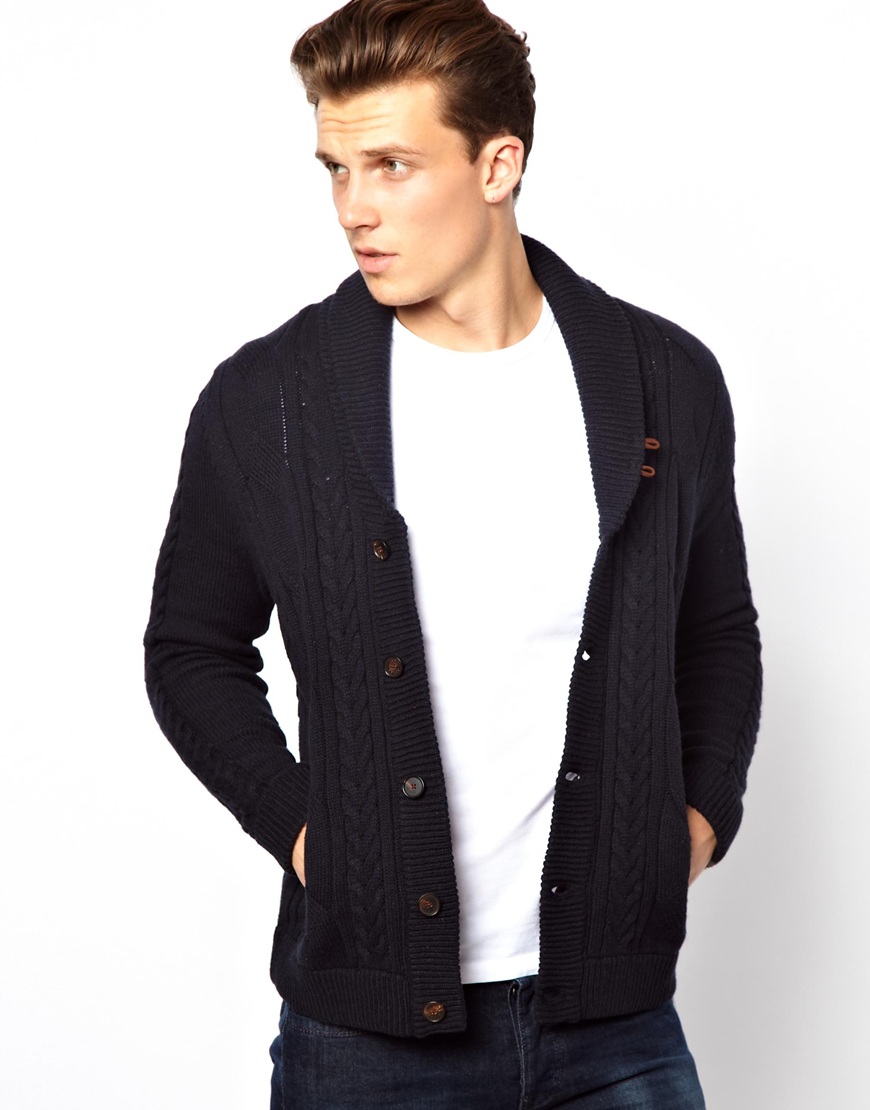 mens blue cardigan