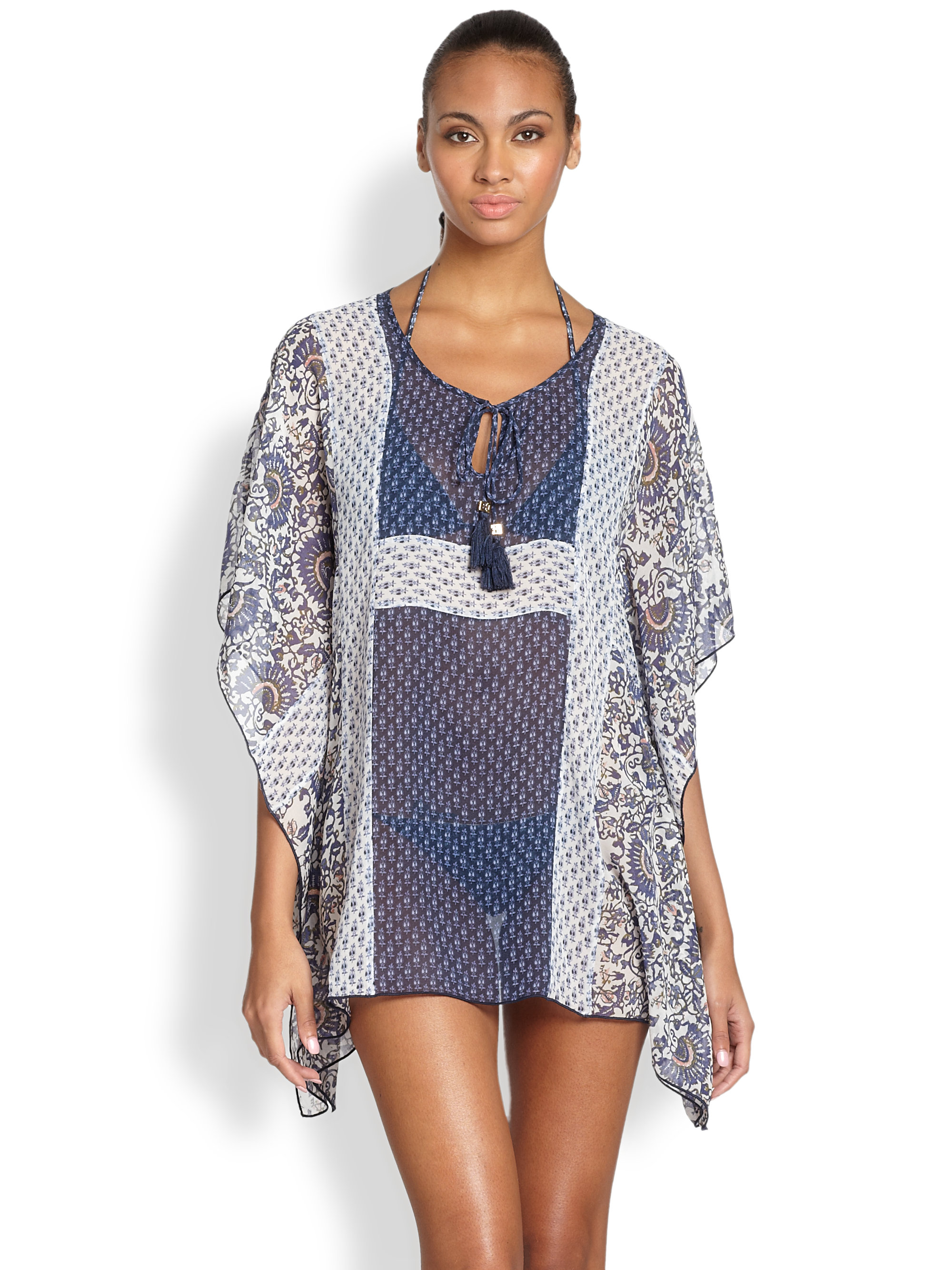 Tory Burch Boria Silk Caftan in Blue - Lyst