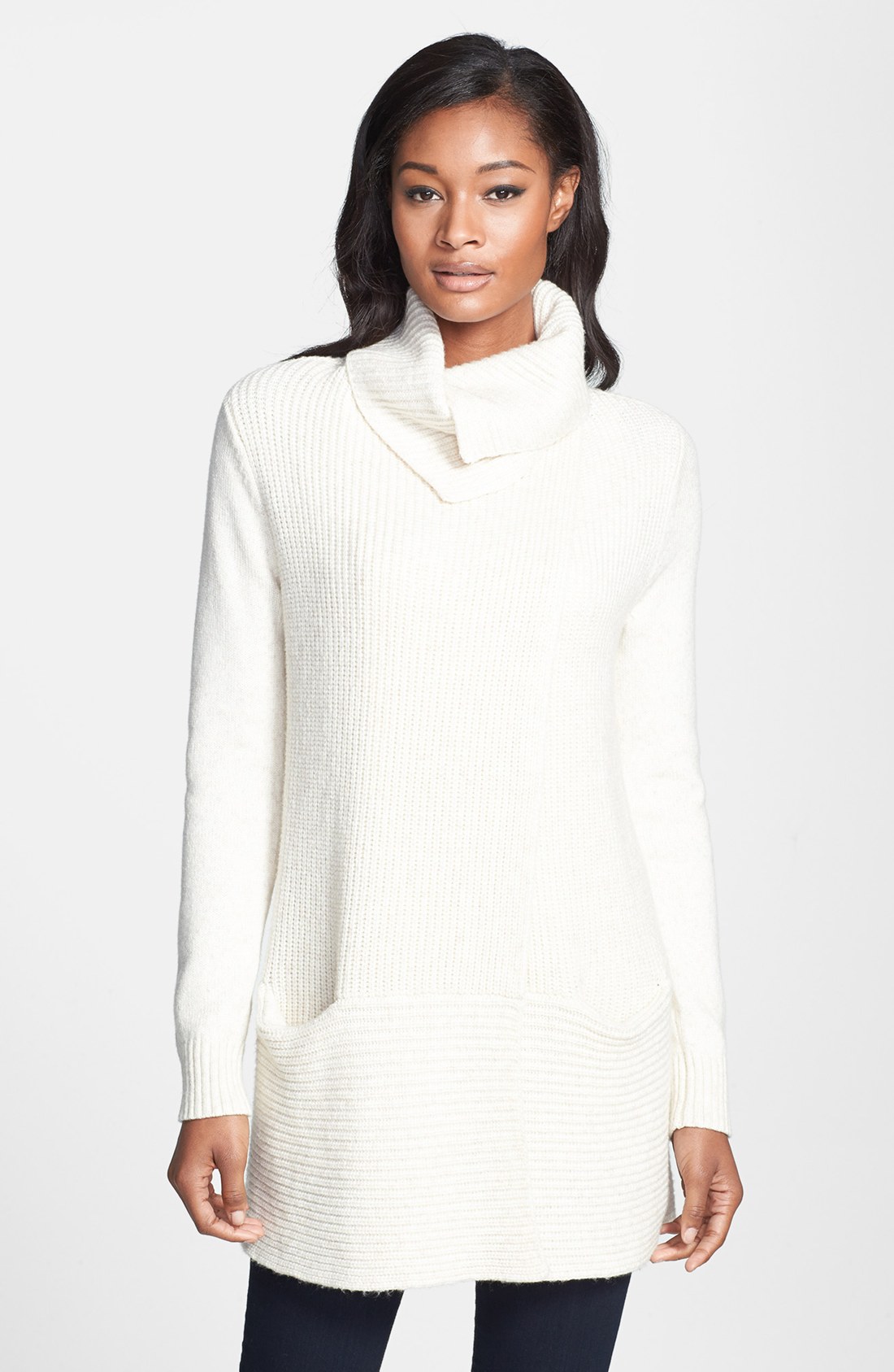 White + Warren Shaker Sweater Dress in Beige (Snow Heather) | Lyst