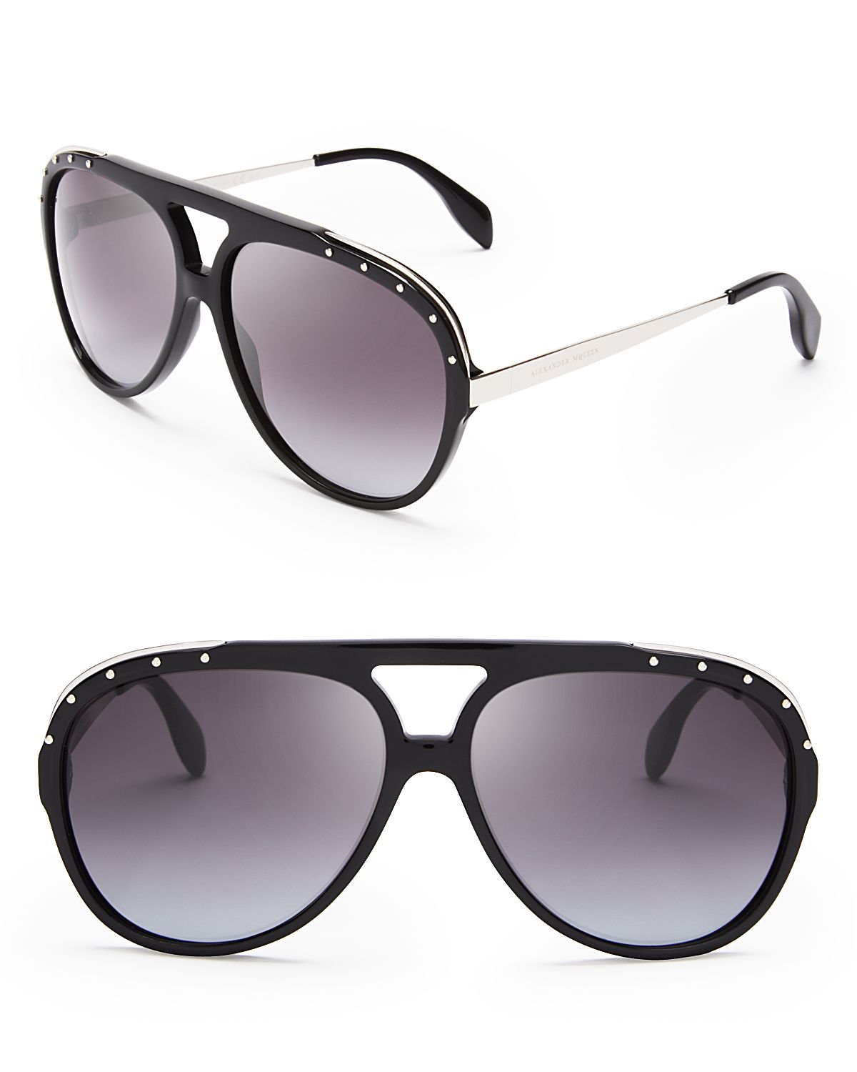 Lyst Alexander Mcqueen Studded Aviator Sunglasses in Black
