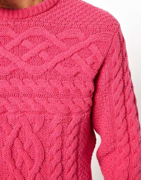Asos Soulland Cable Knit Sweater in Pink for Men | Lyst