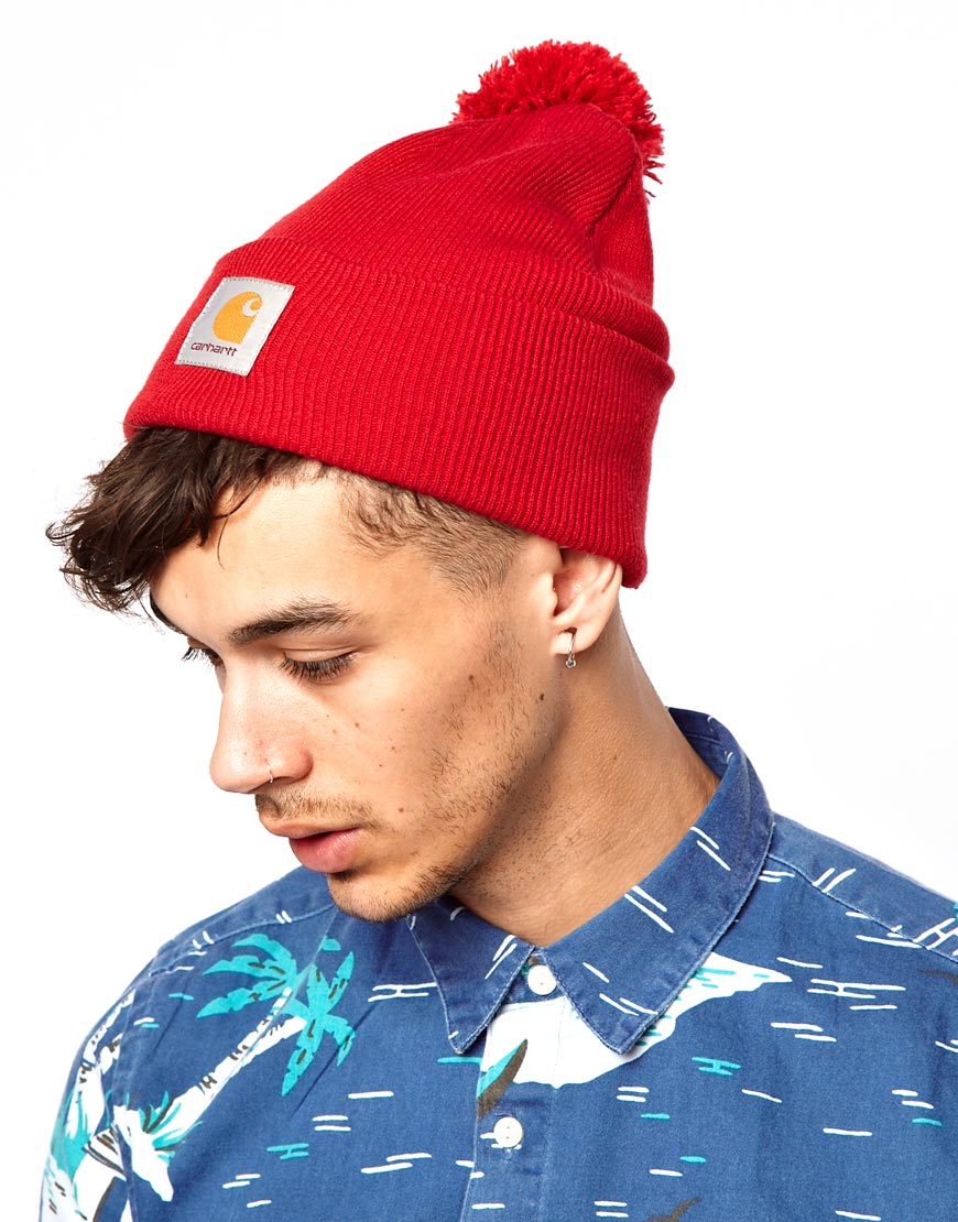 red bobble hat mens