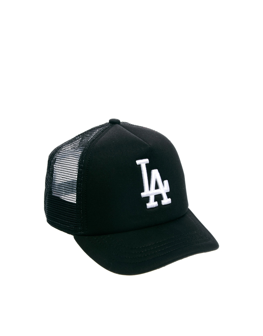 KTZ La Dodgers Trucker Snapback Cap in Black