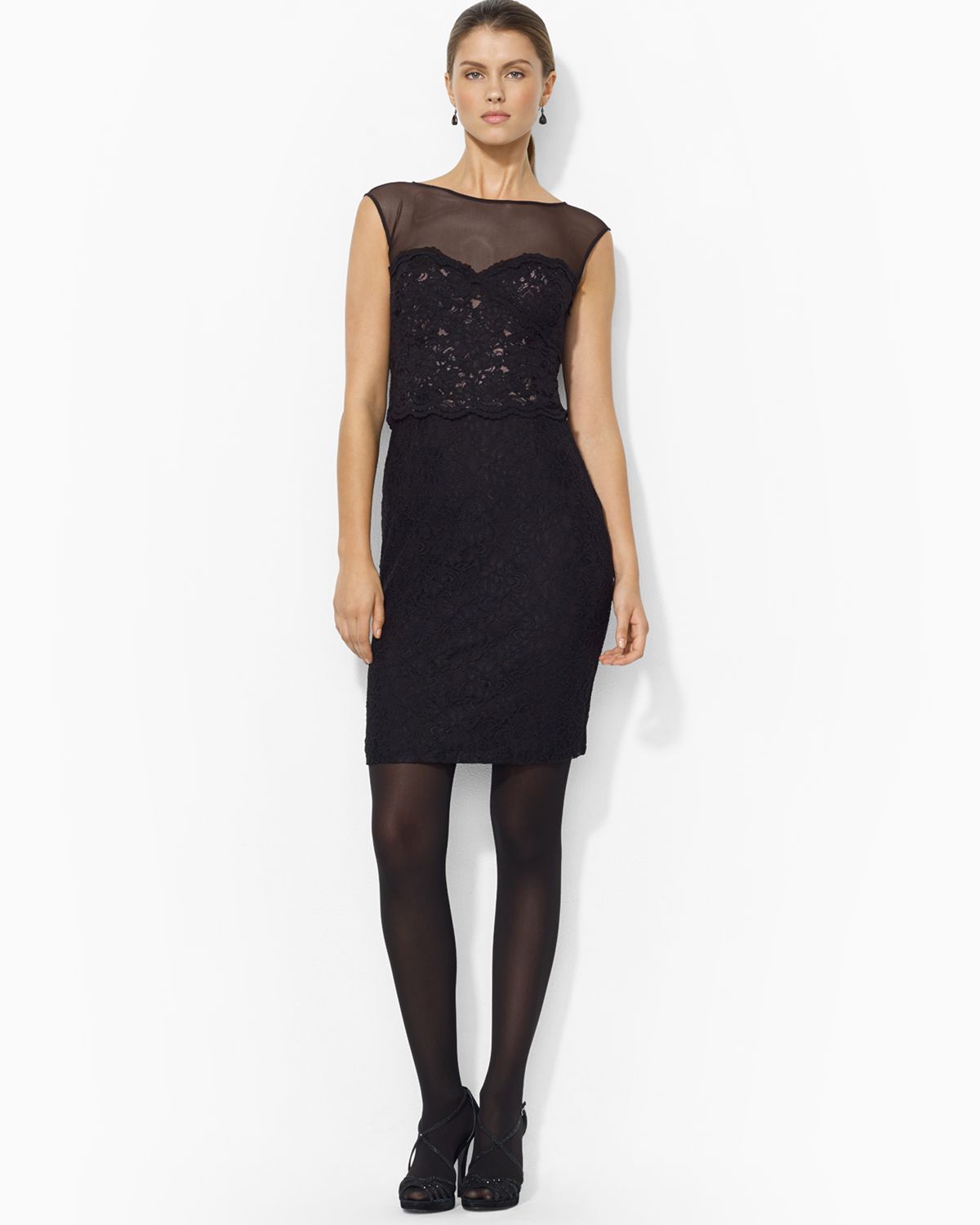 Ralph Lauren Lauren Illusion Neckline Lace Sheath Dress in ... (1200 x 1500 Pixel)