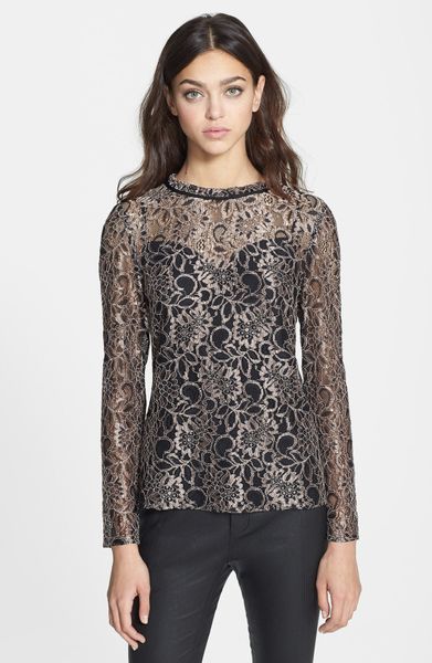 Ted Baker Nomino Lace Blouse in Brown (Light Brown) | Lyst
