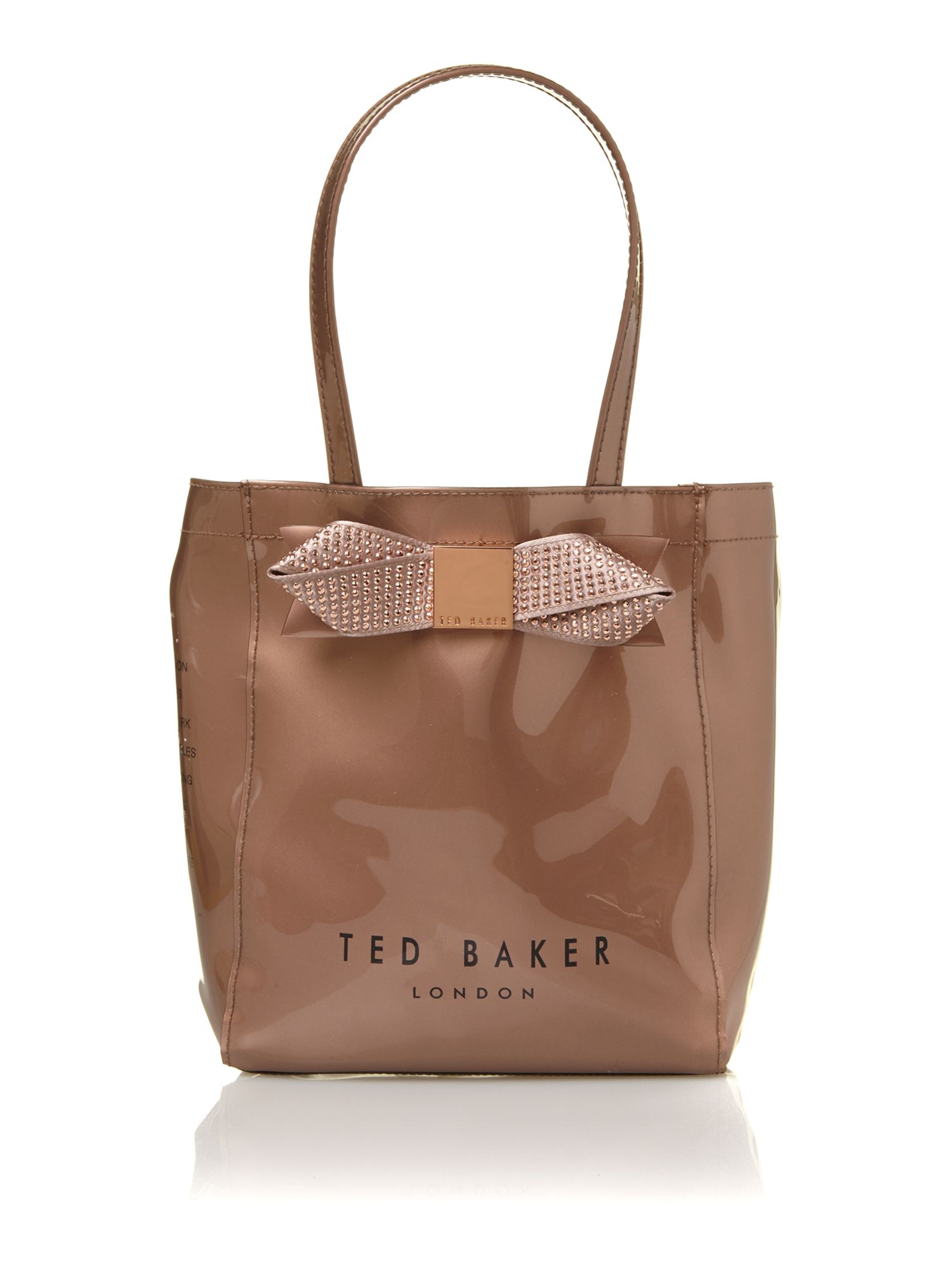 Ted Baker Small Rose Gold Metallic Bow Gem Icon in Gold (Metallic) | Lyst