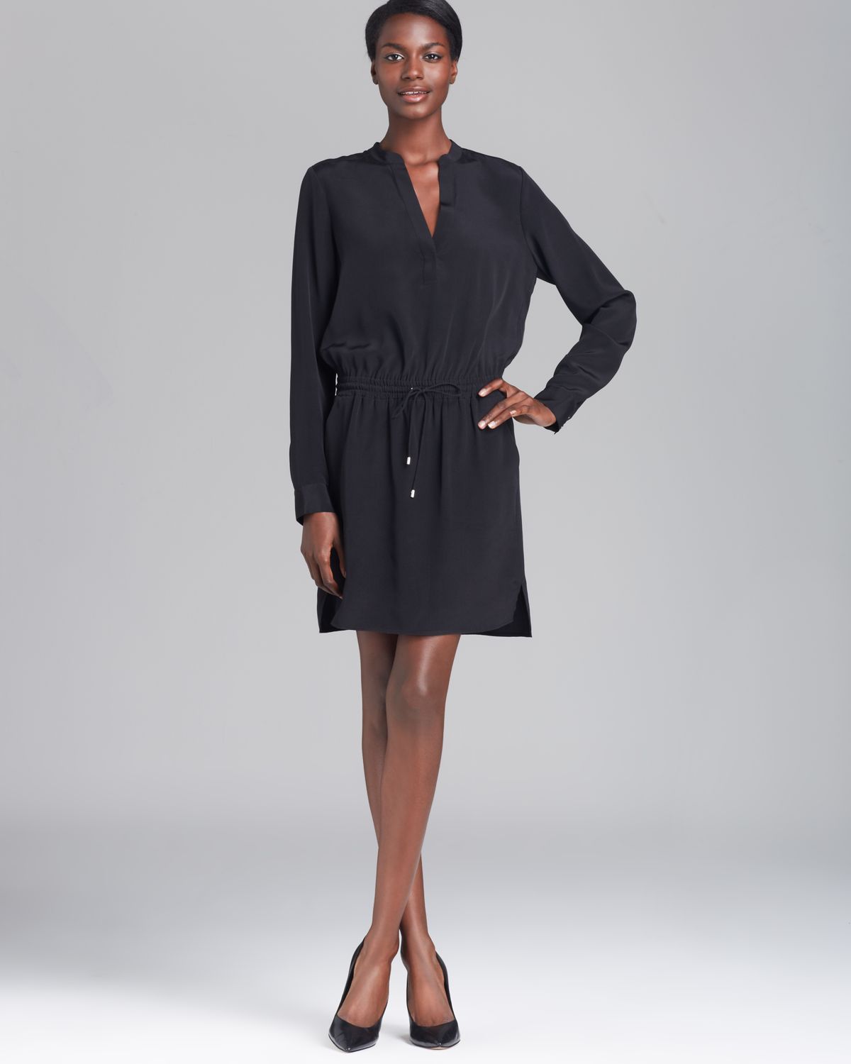 Vince drawstring v neck dress