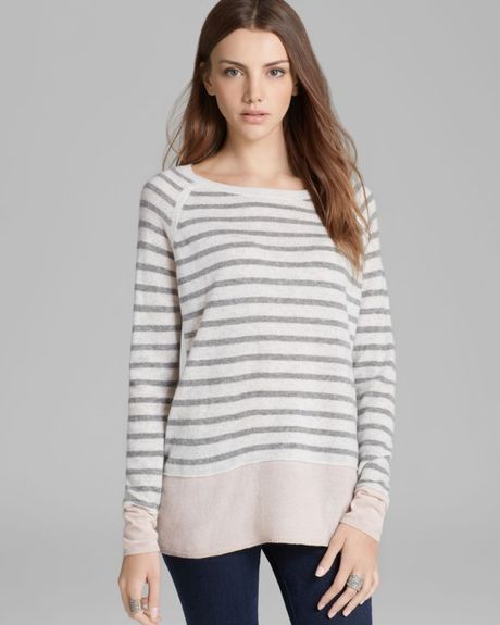 Vince Sweater Color Block Breton Stripe Cashmere in Beige (New Buff) | Lyst