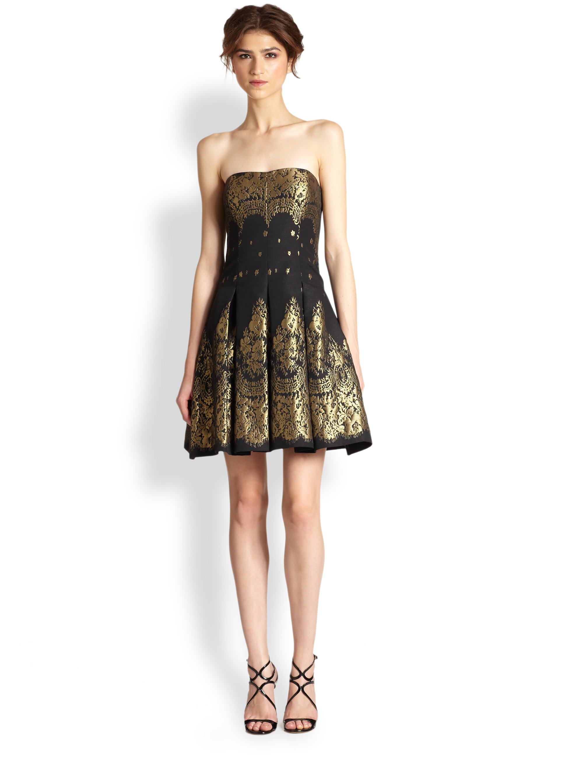 black and gold brocade dress