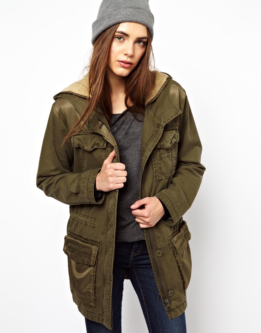 Lyst - Esprit Parka with Detachable Teddy Fur Lining in Natural