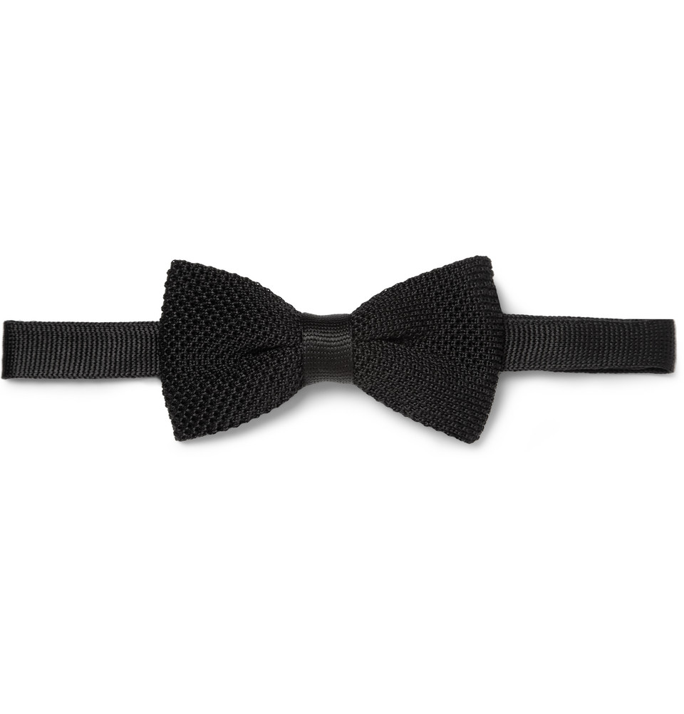 Lyst - Burberry Knitted Silk Bow Tie in Black for Men
