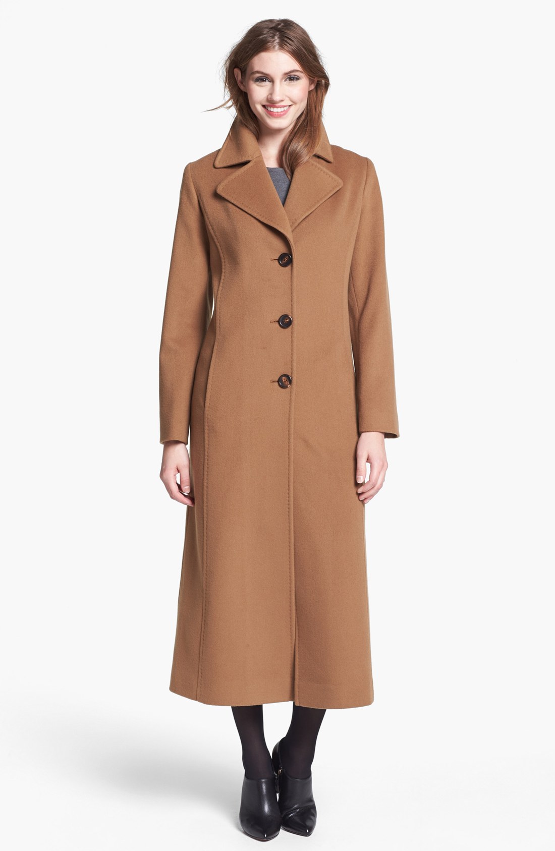 Fleurette Notch Collar Long Wool Coat in Brown (Vicuna) Lyst