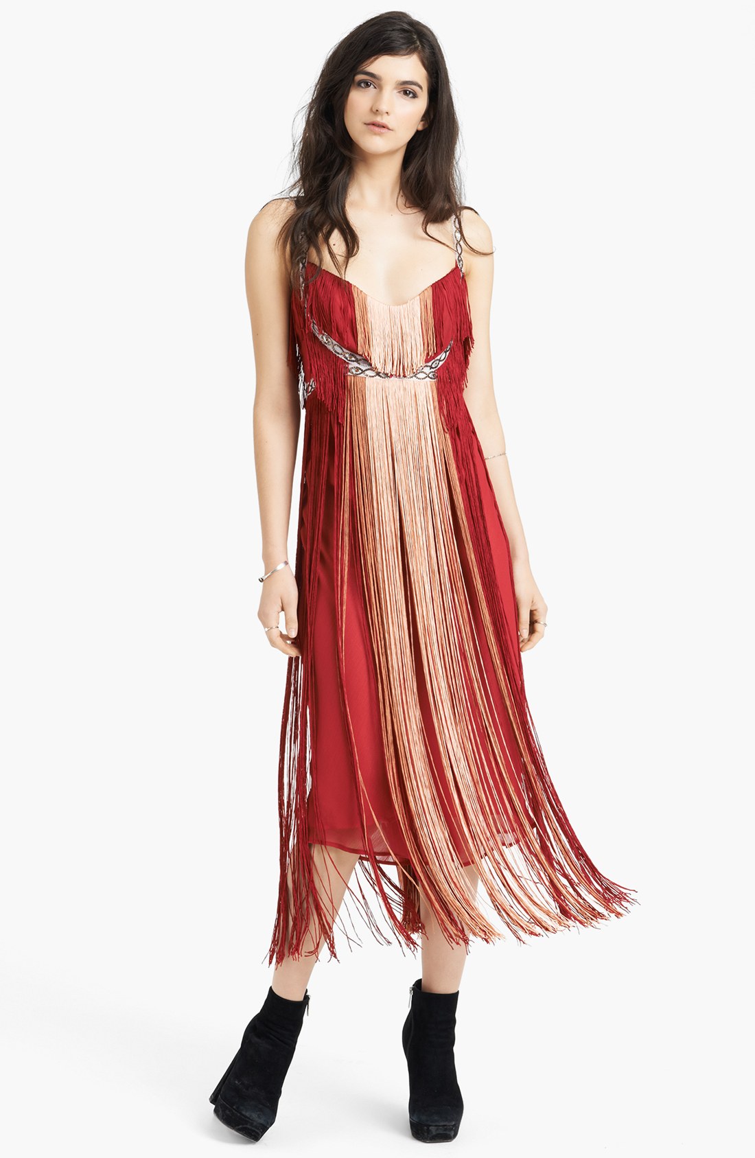 free people red wrap dress