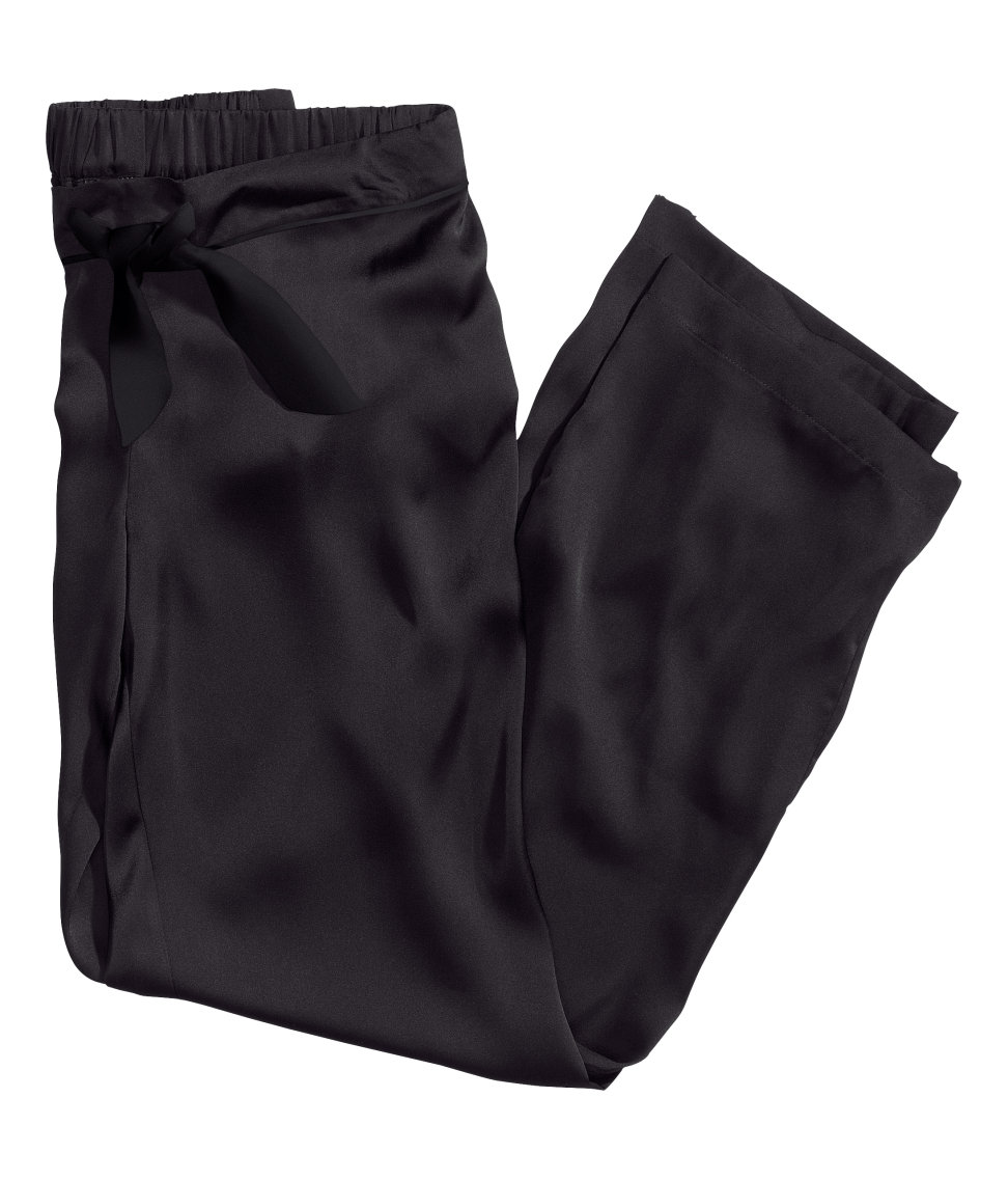 black satin pyjama bottoms