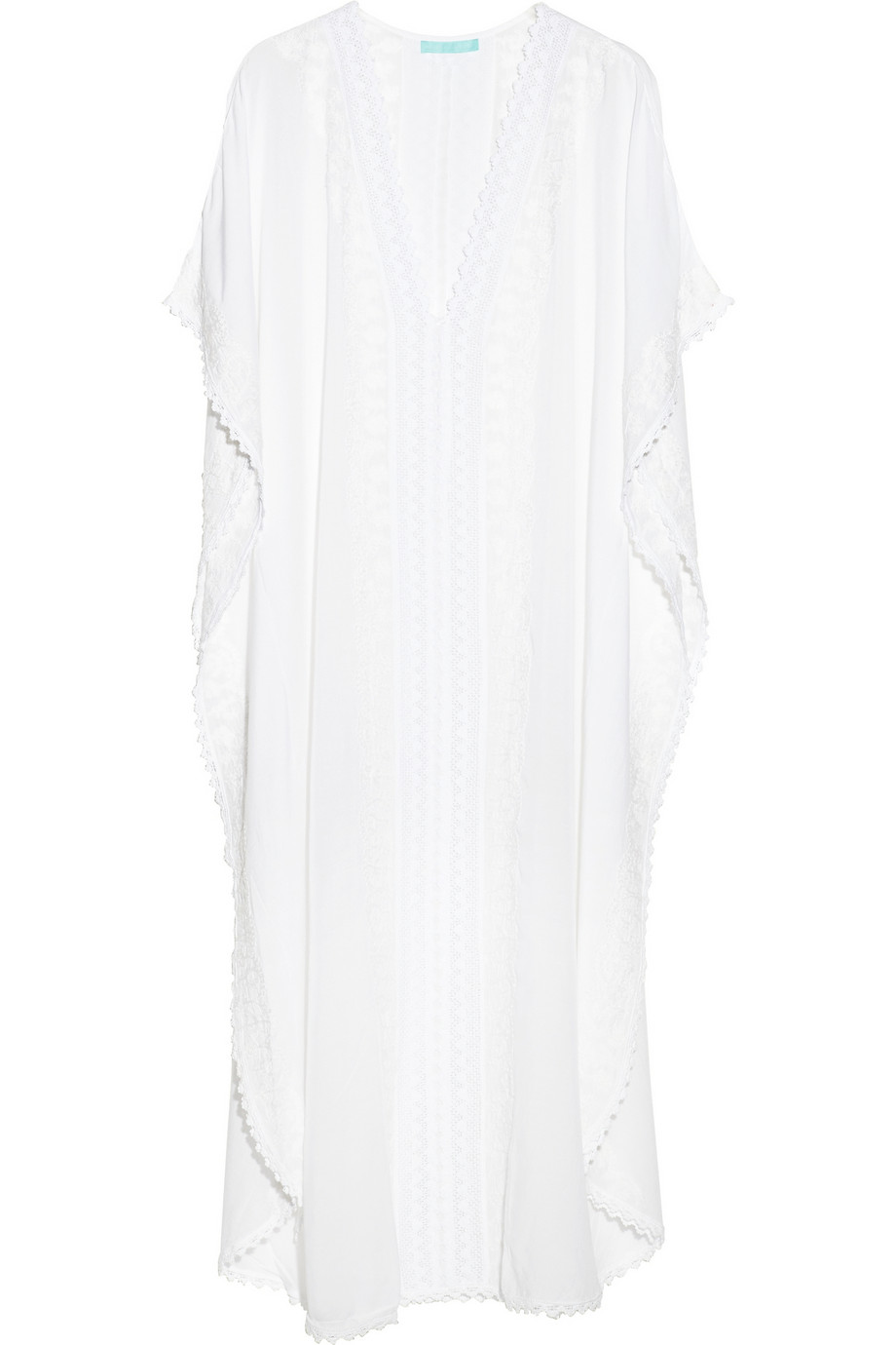 Melissa odabash Robyn Embroidered Voile Kaftan in White | Lyst