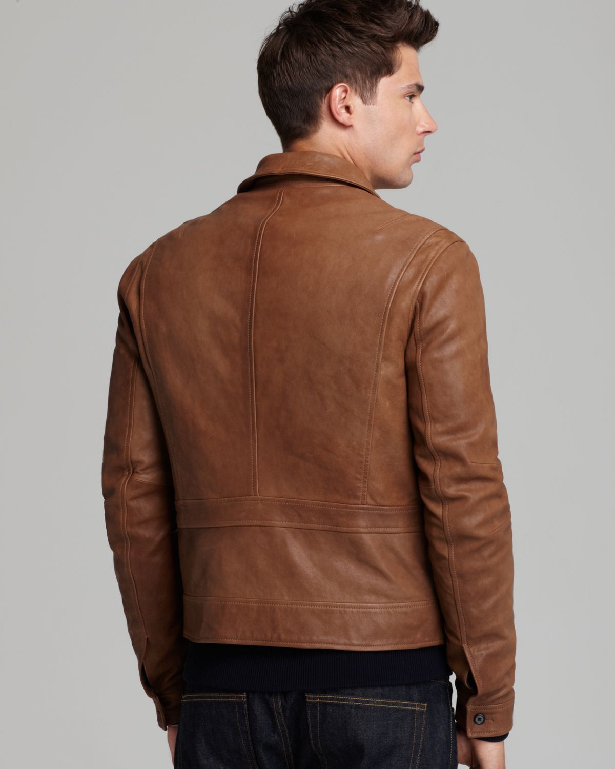 Vince Patch Pocket Leather Jacket In Brown For Men Lyst Gallery