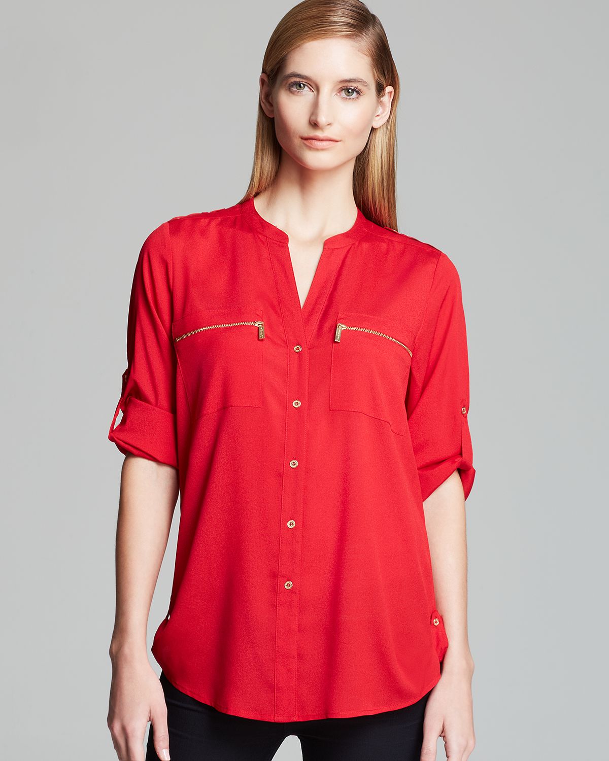 calvin klein red blouse