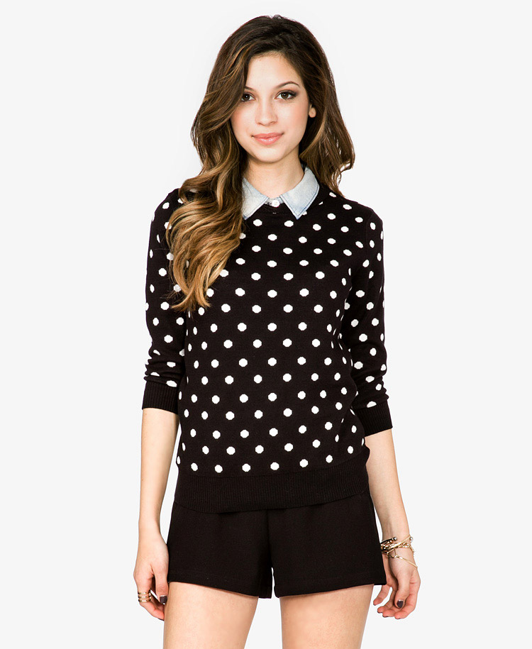 Lyst - Forever 21 Polka Dot Sweater You've Been Added To The Waitlist ...