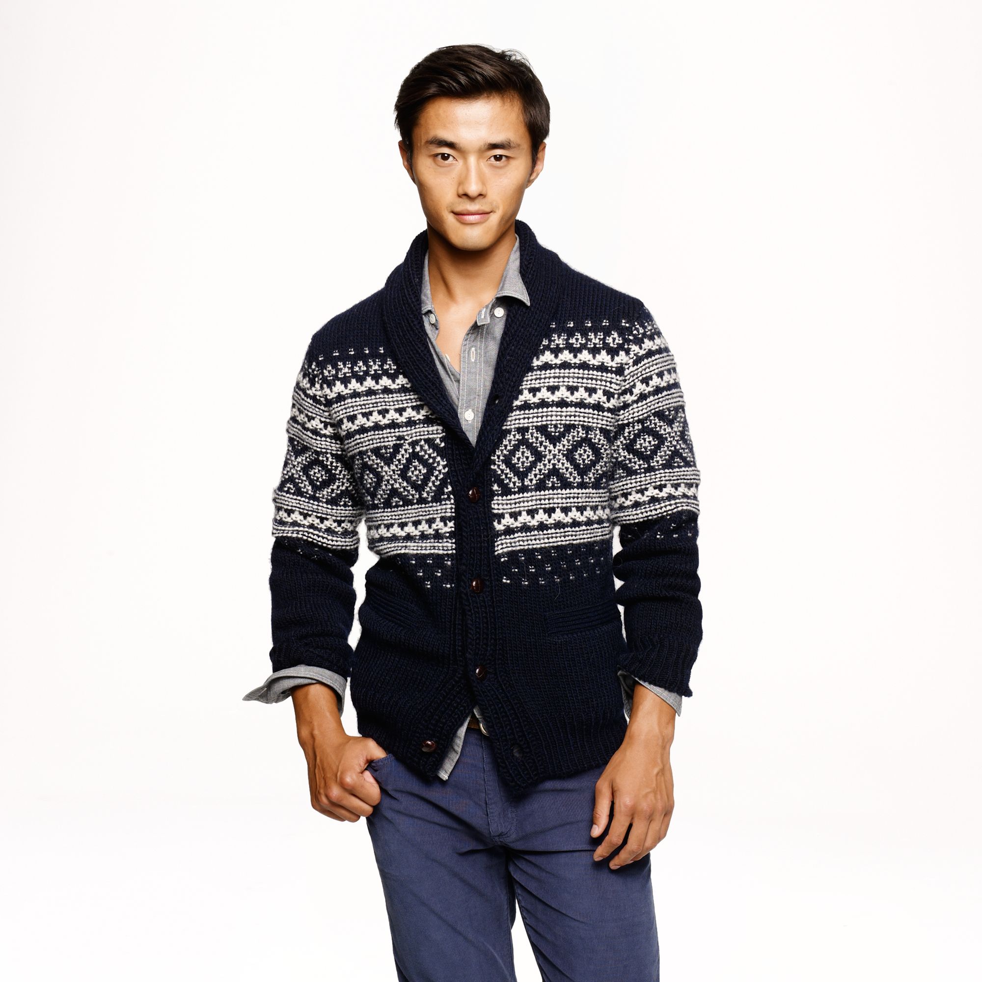 fair isle cardigan men