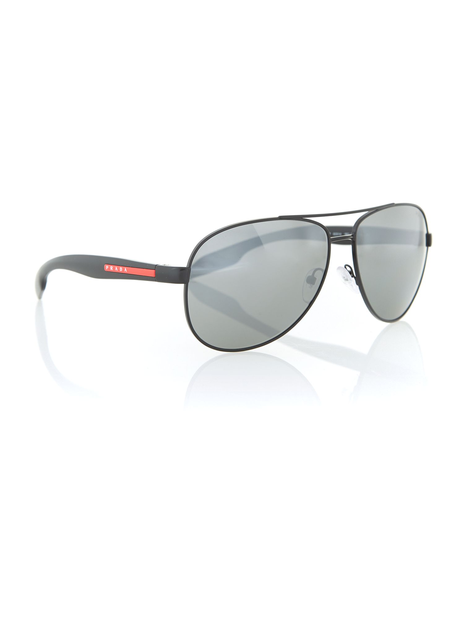 Prada Linea Rossa Mens Shiny Black Aviator Sunglasses In Black For Men 