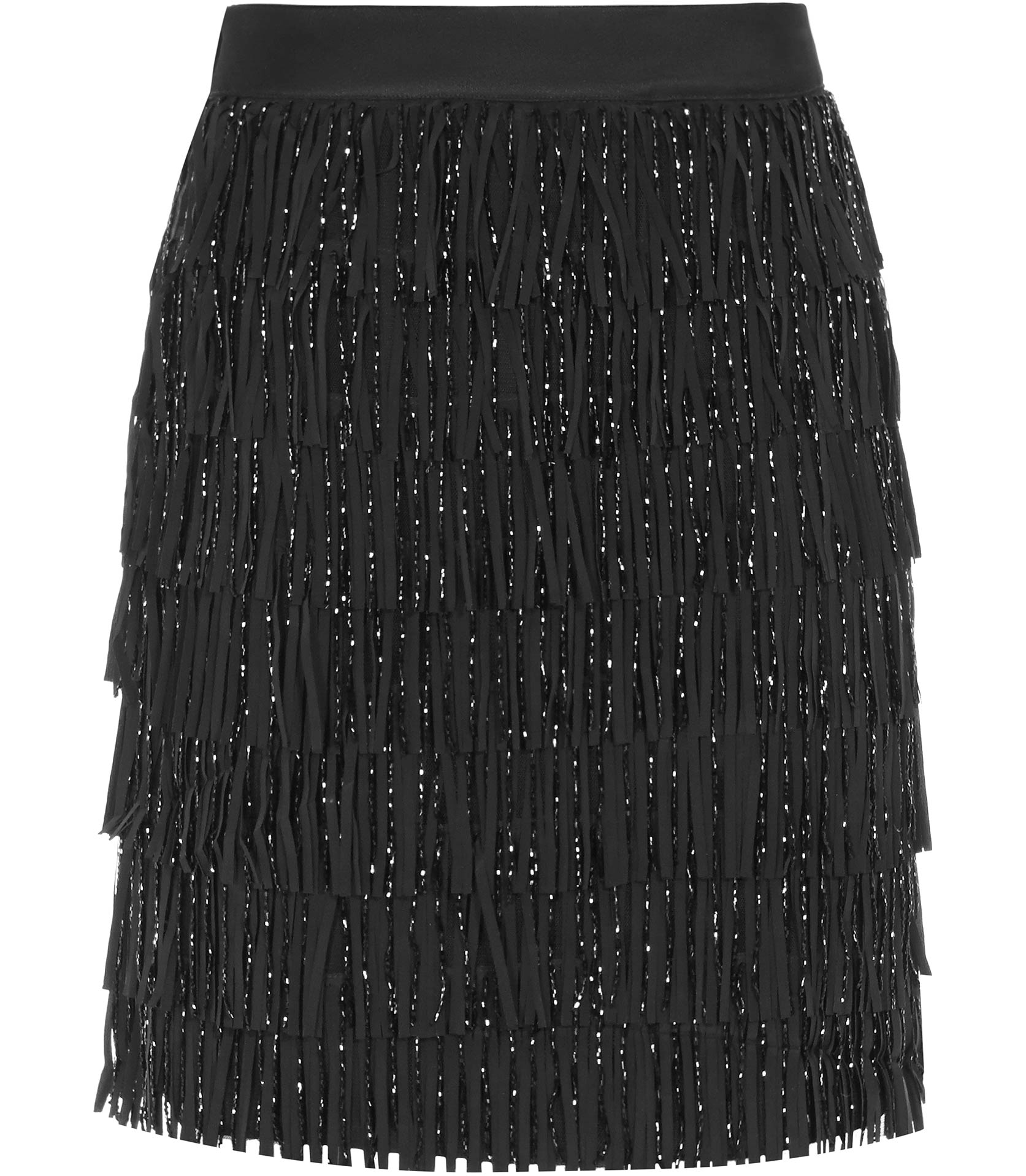 Lyst - Reiss Treasure Beaded Fringe Skirt in Black