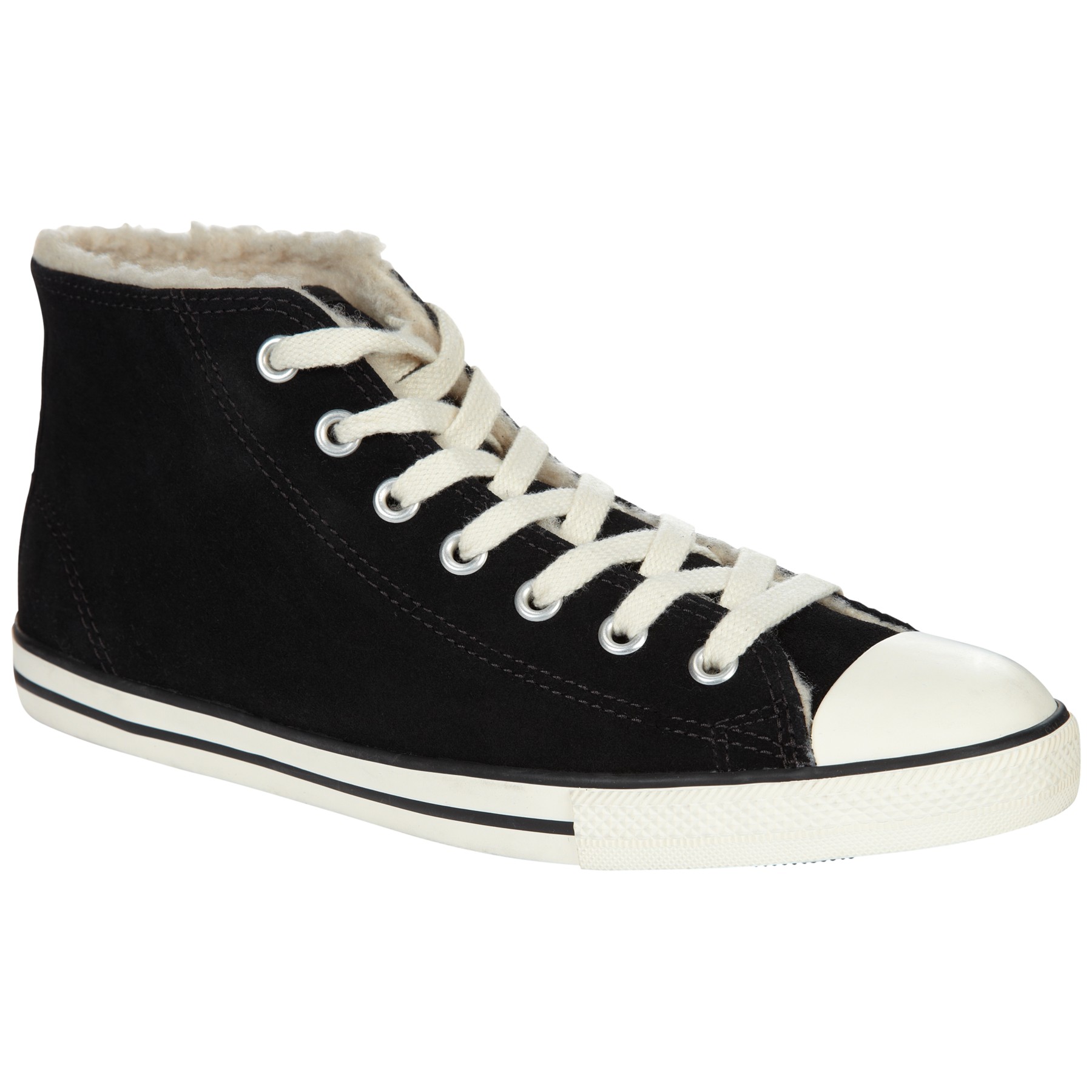 Converse Chuck Taylor All Stars Dainty Midtop Fur Lined Suede Trainers in  Black | Lyst UK