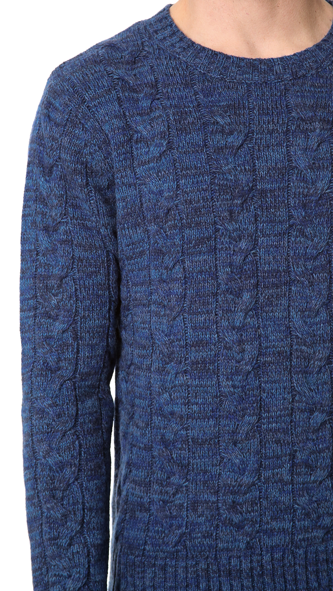 Lyst Gant Rugger Melange Cable Knit Sweater In Blue For Men