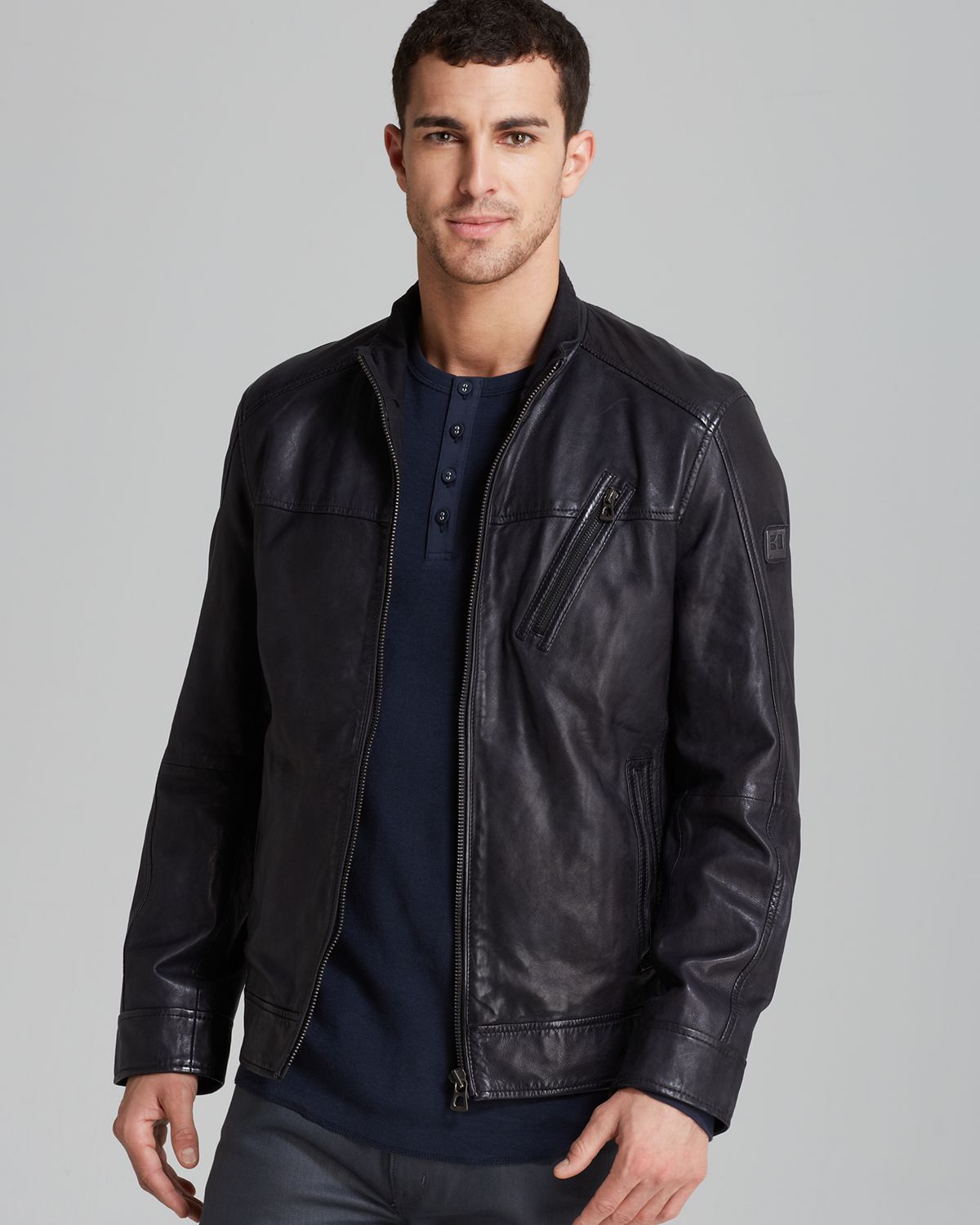Hugo Boss Lamb Leather Jacket in Black for Men | Lyst