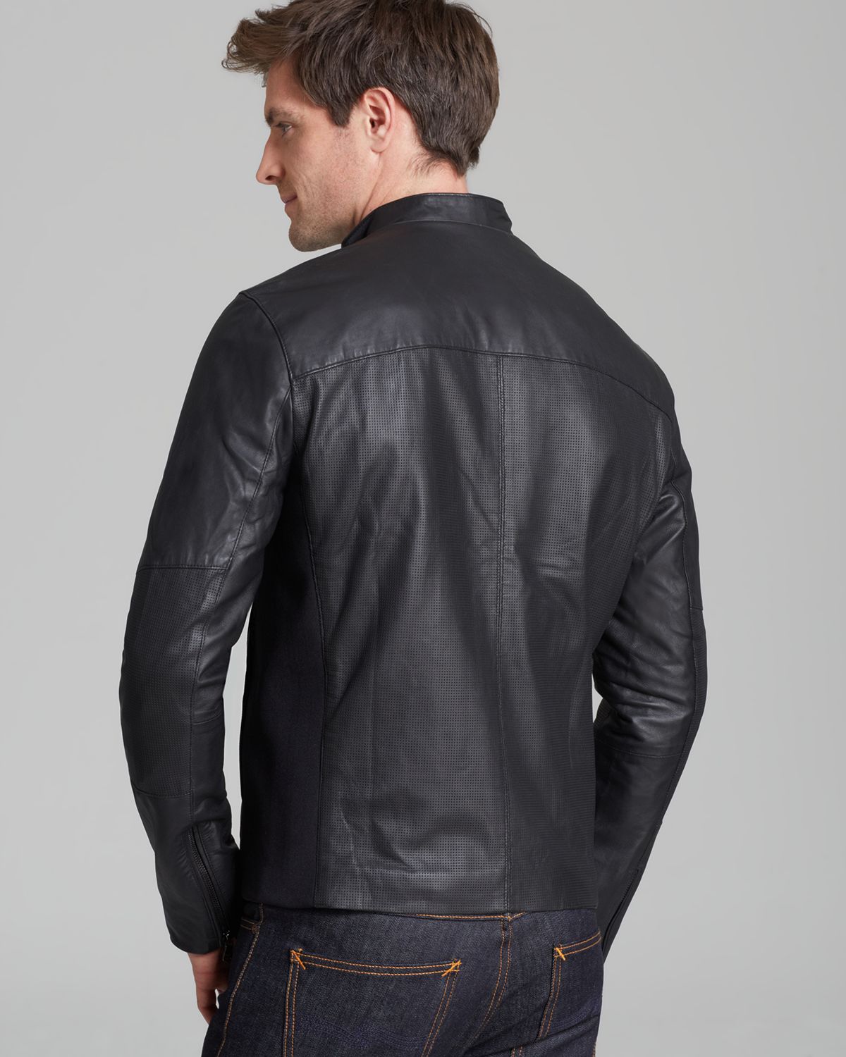 michael kors perforated leather jacket