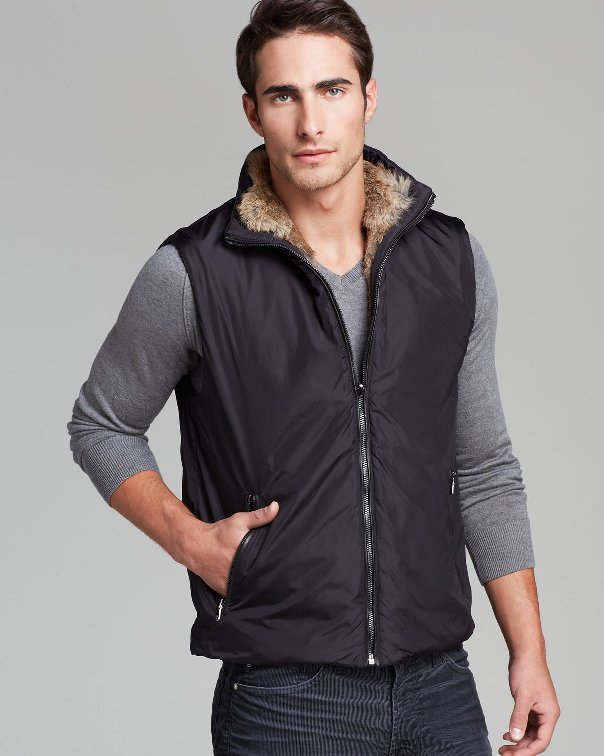 reversible fur vest