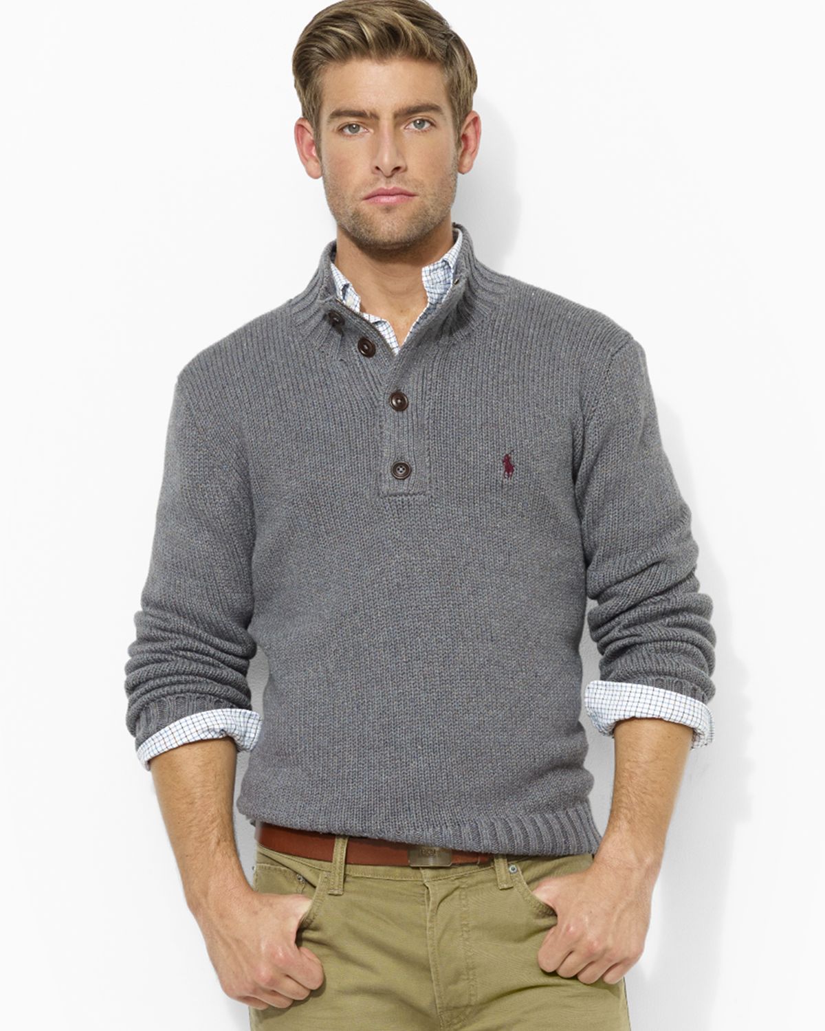 polo button sweater