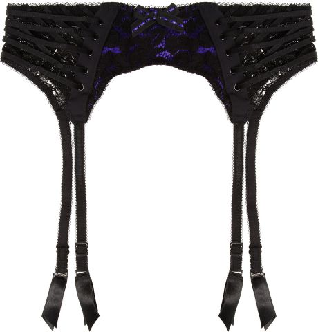 Agent Provocateur Rudy Lace and Silk Suspender Belt in Black | Lyst