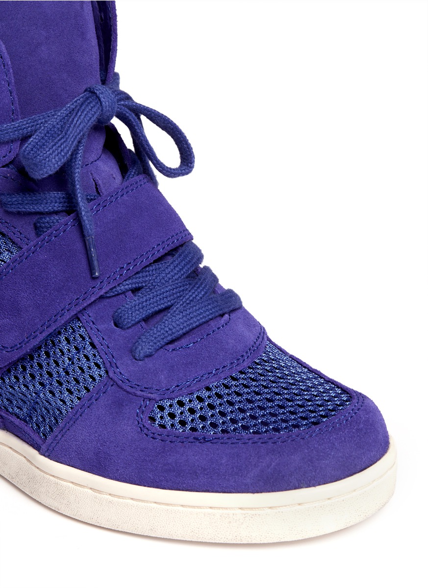 Ash Cool Mesh Suede Wedge Sneakers in Purple | Lyst