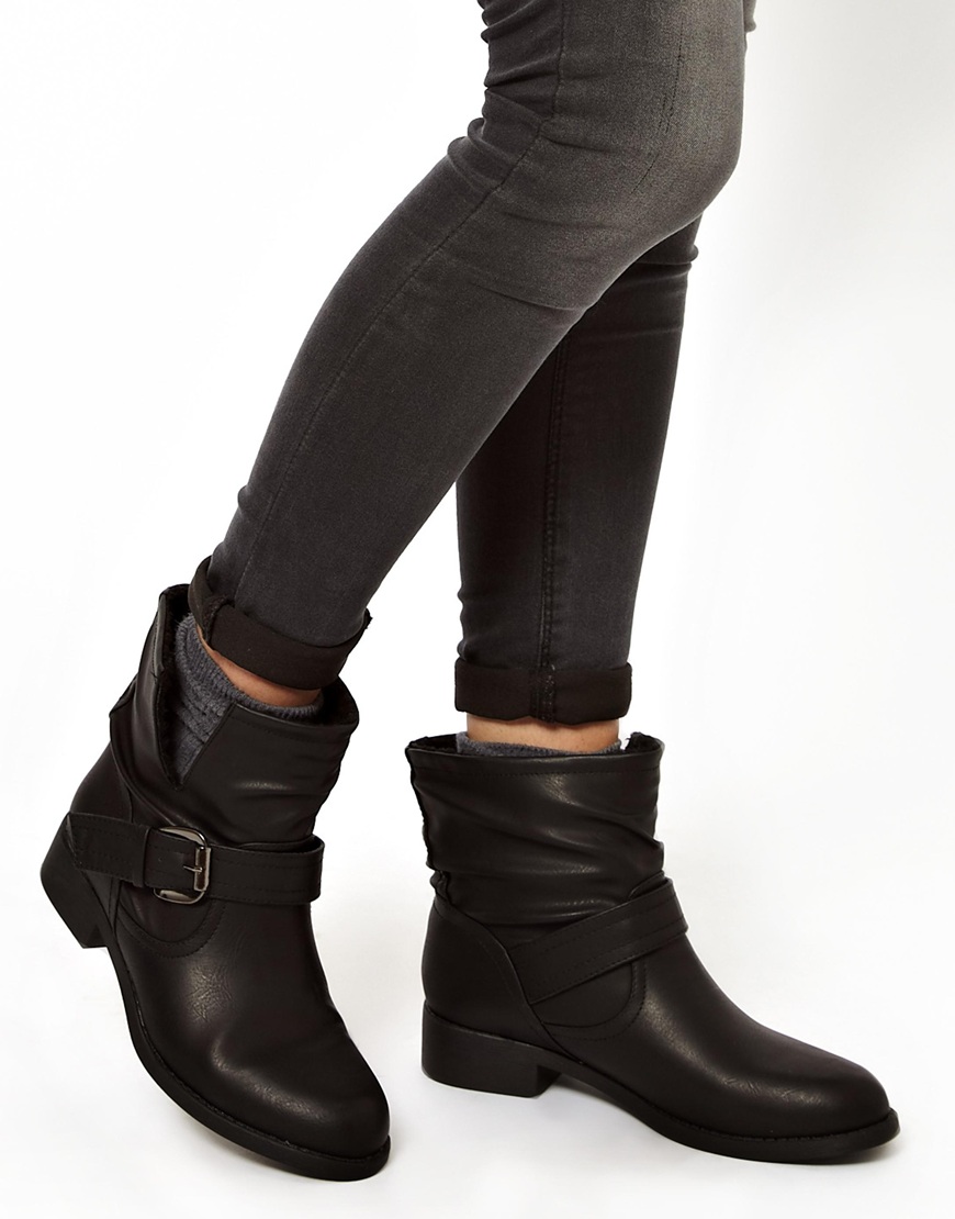 wide fit biker ankle boots