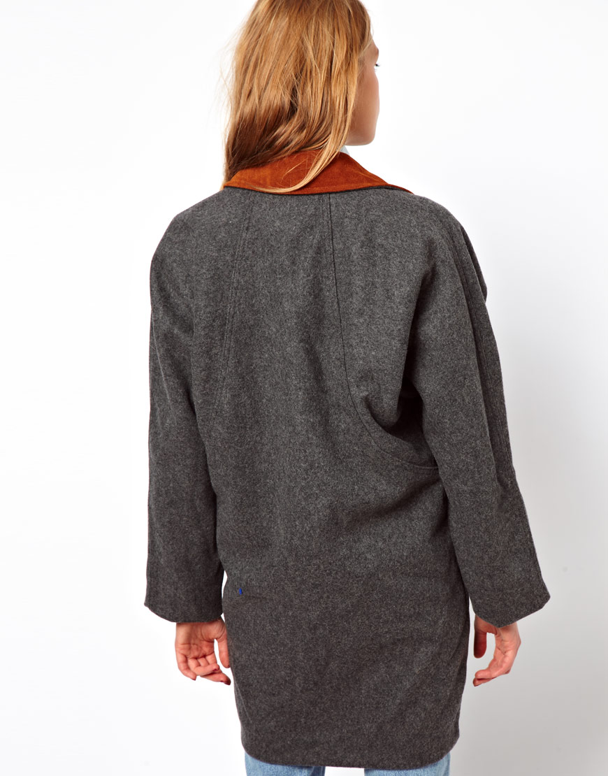 ASOS American Apparel Wool Coat in Gray | Lyst
