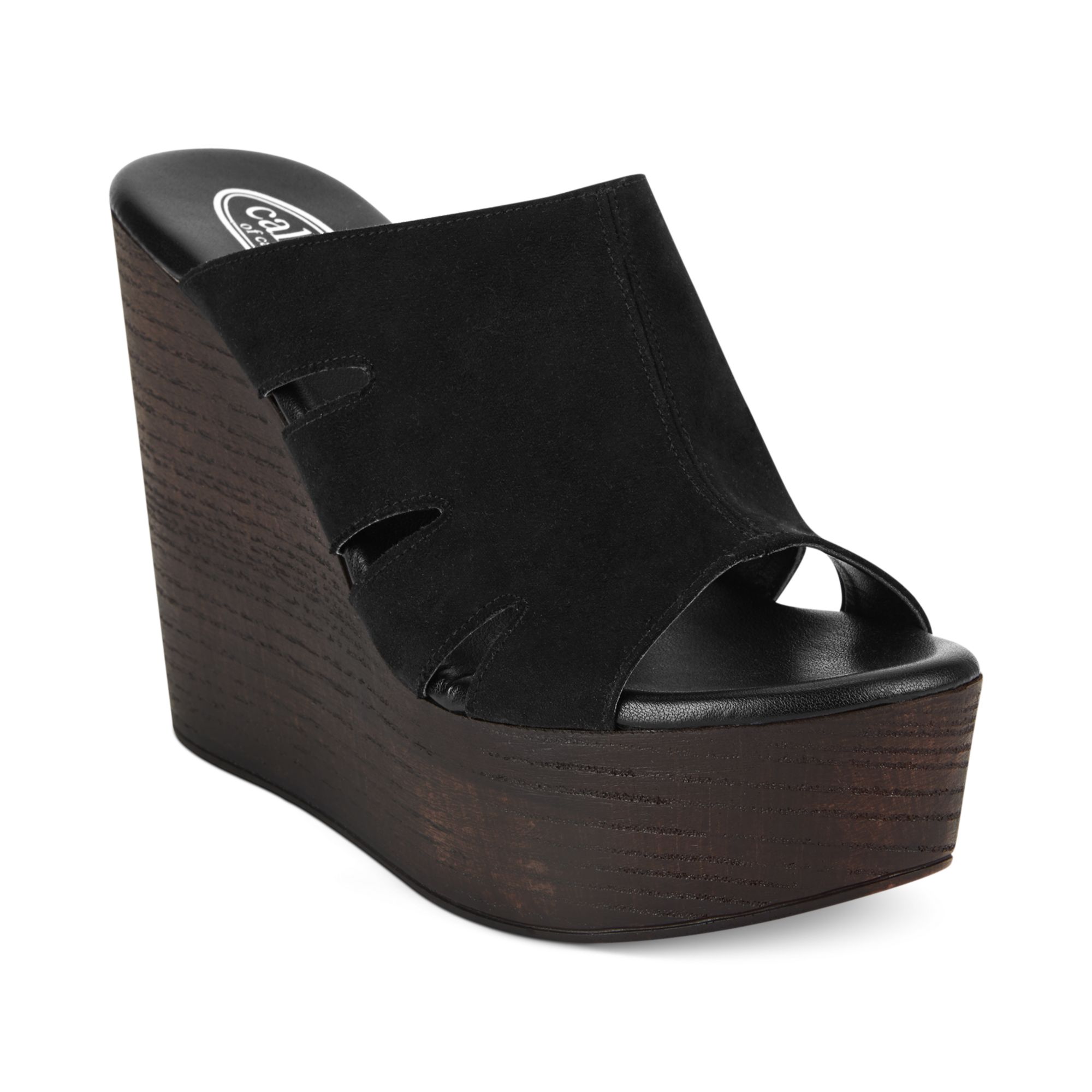 black suede platform wedges