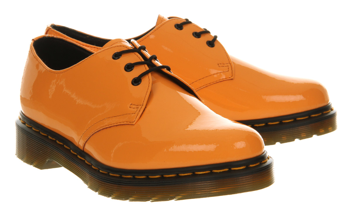 orange doc martens shoes