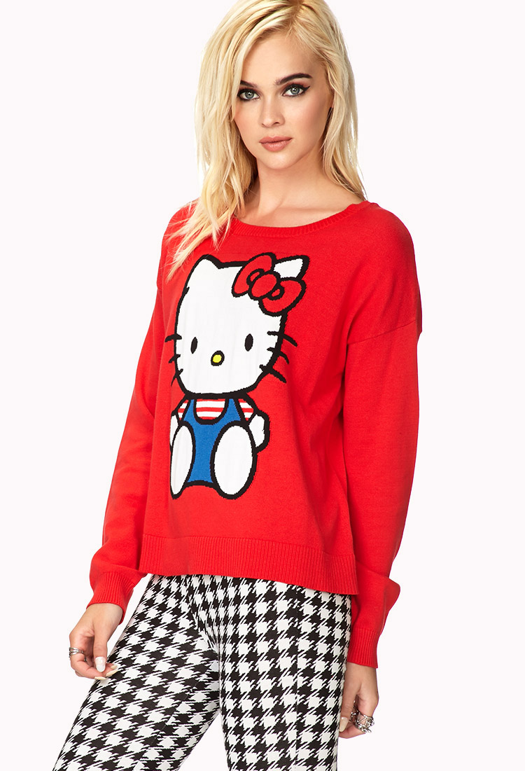 Forever 21 Fun Hello Kitty Sweater  in Red White Red Lyst