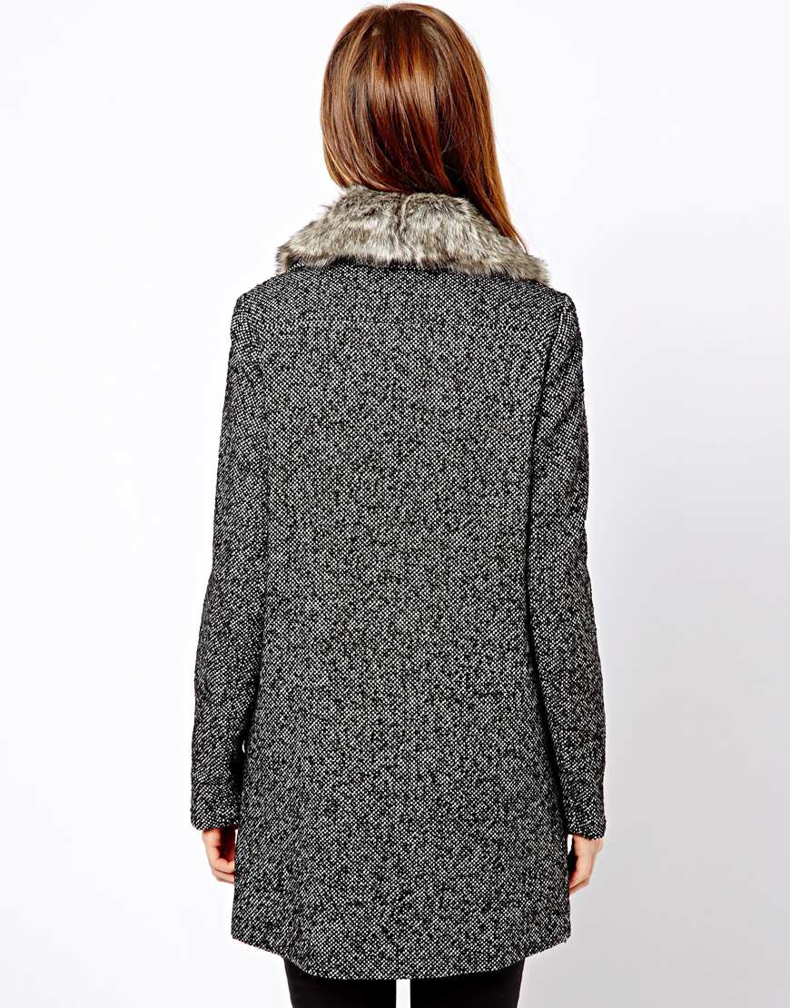 Warehouse Grey Faux Fur Collar Coat Outfit Raindrops Of Sapphire Gallery
