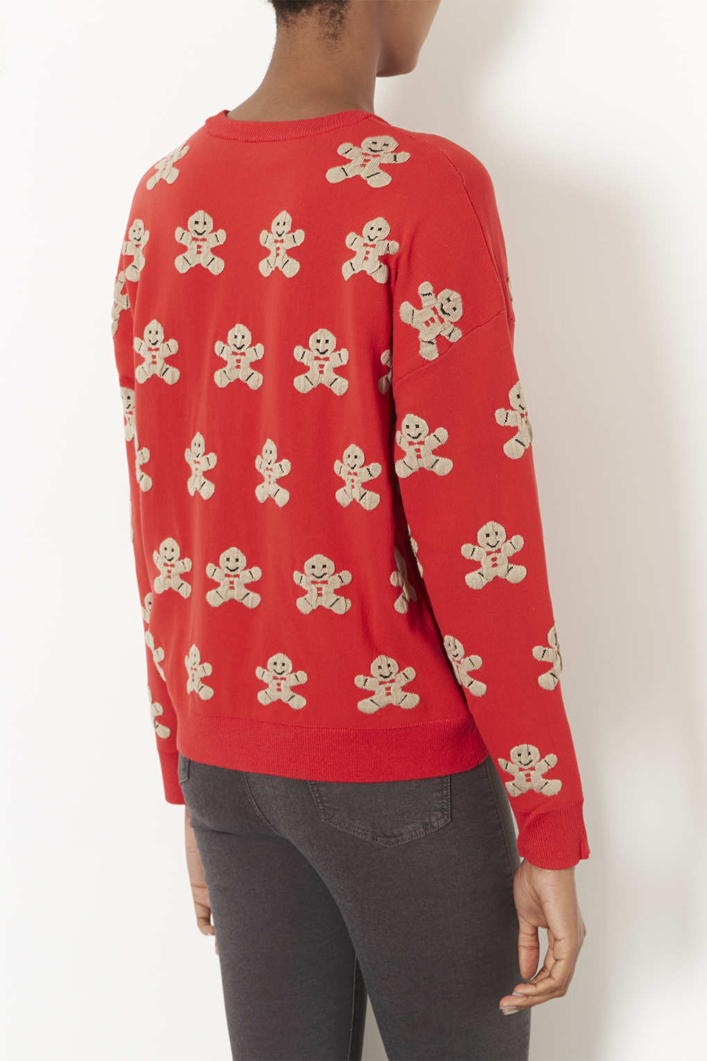 Knitted Gingerbread Man Jumper in Red Lyst