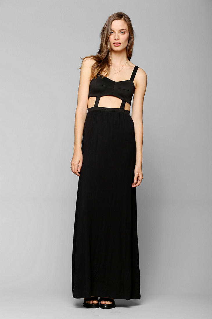 Lyst Urban Outfitters Sparkle Fade Cutout Waist Knit Maxi Dress in Black