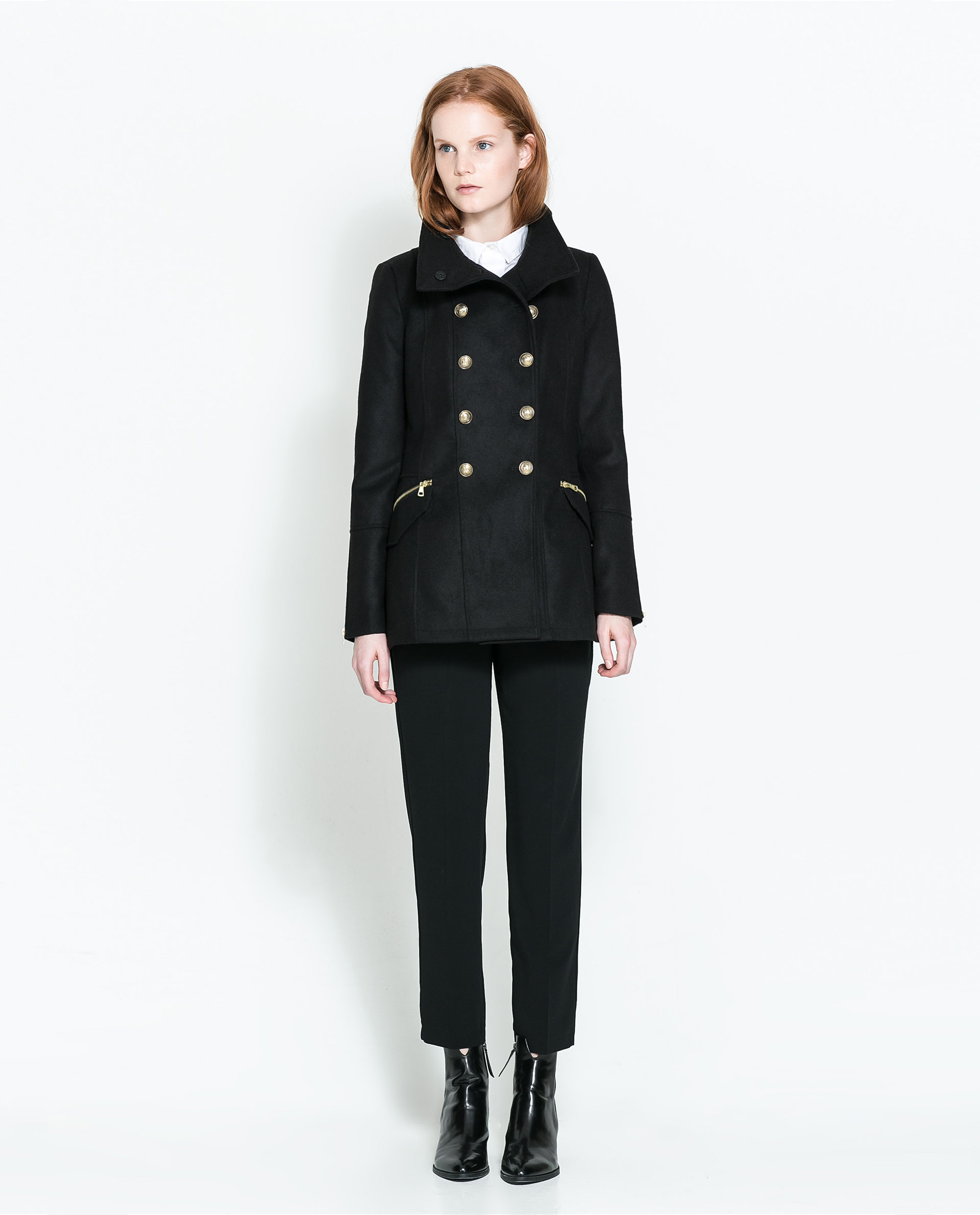Zara Military Threequarter Coat in Black Lyst