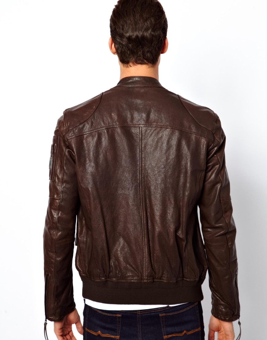 replay leather bomber jacket