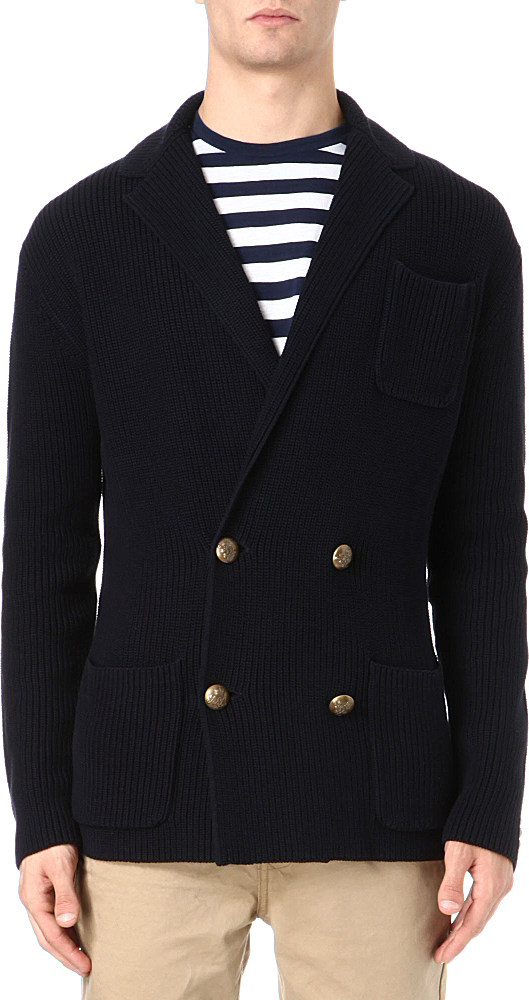 Ralph lauren Knitted Blazer Cardigan in Blue for Men (Dark navy) Lyst