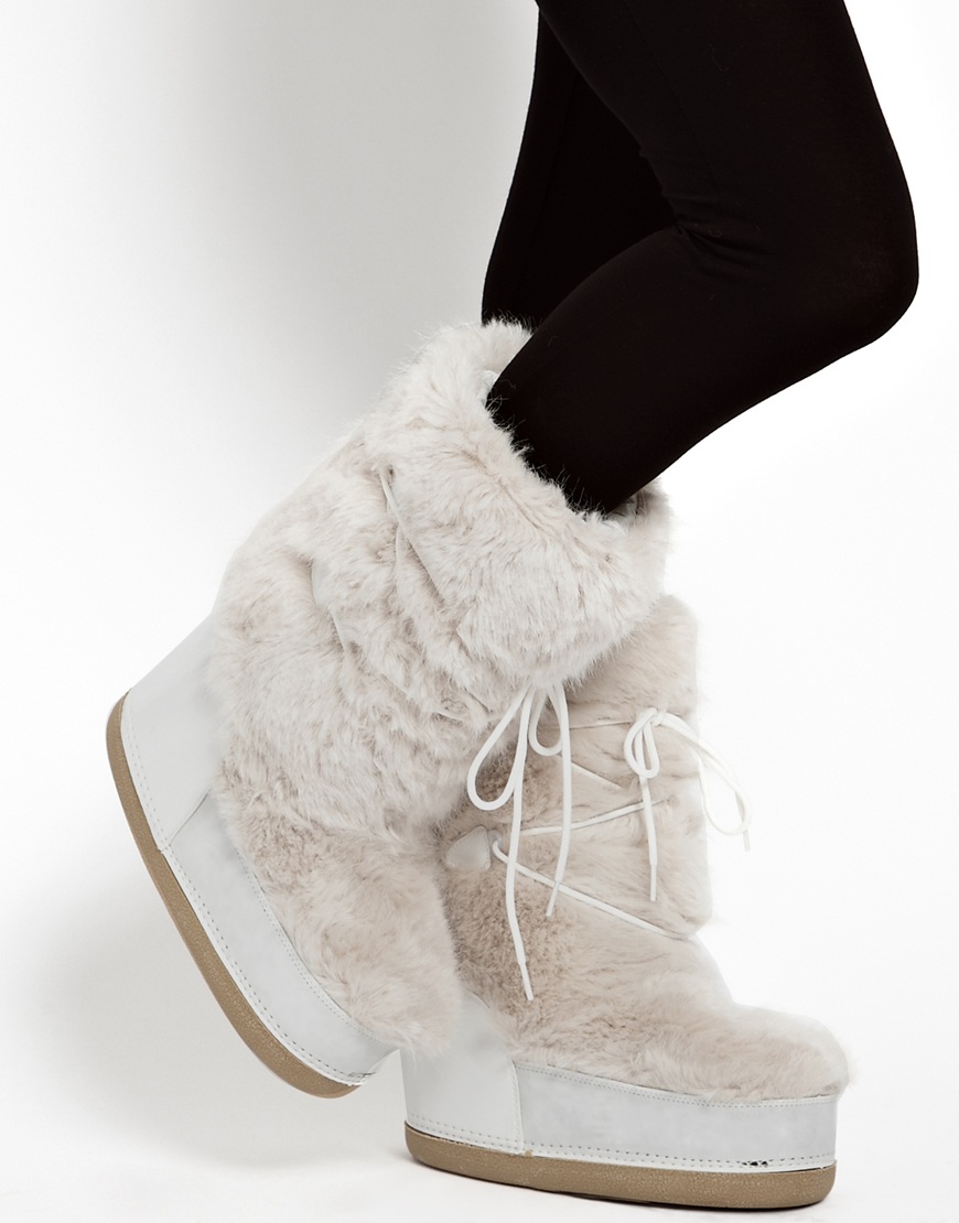toon raken pijpleiding ASOS Barts White Faux Fur Snow Boots | Lyst