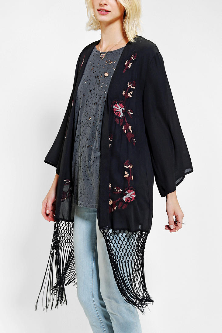 Lyst Urban Outfitters Kimono Jacket in Black